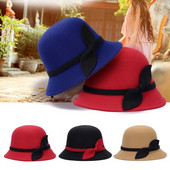 Sieviešu ar priekšgala ikdienišķa izlietnes cepure Vilnas filca kauss vāciņš Kupola cepure Bowler cepures Fedora vāciņš