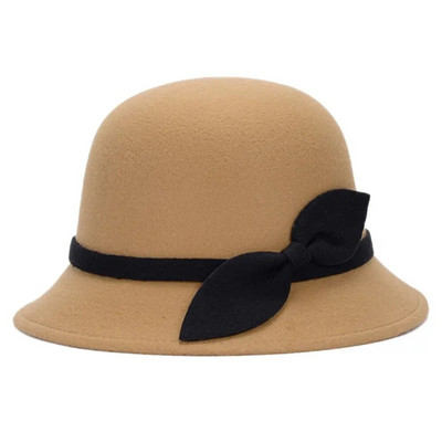 Sieviešu ar priekšgala ikdienišķa izlietnes cepure Vilnas filca kauss vāciņš Kupola cepure Bowler cepures Fedora vāciņš
