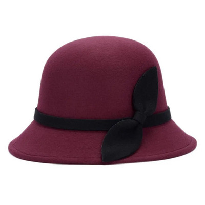 Sieviešu ar priekšgala ikdienišķa izlietnes cepure Vilnas filca kauss vāciņš Kupola cepure Bowler cepures Fedora vāciņš