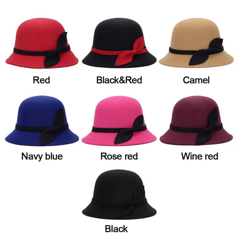 Sieviešu ar priekšgala ikdienišķa izlietnes cepure Vilnas filca kauss vāciņš Kupola cepure Bowler cepures Fedora vāciņš