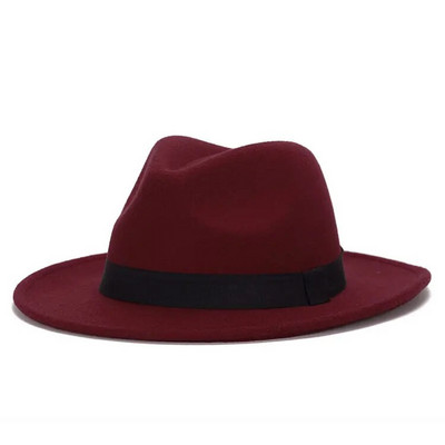 BomHCS ziemas silta džeza cepure Fedoras sieviešu modes Mitation vilnas platmalu vāciņš 16919MZ10