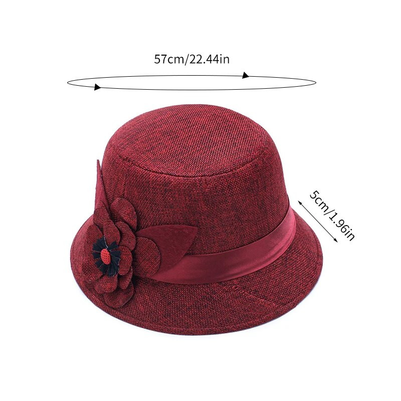 3D Flower Women Fedora Lady Solid Color British Hat Church Wedding Bowler Panama Cap Зима Есен Топли джаз шапки Female Bennet