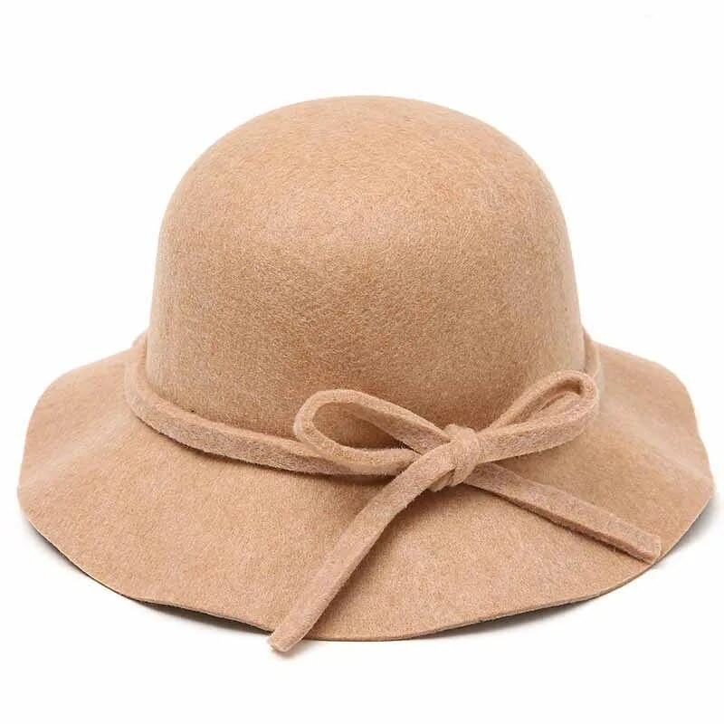 Téli női sapkák Vintage kerek felső fedora sapka Őszi és téli gyapjú mosdósapka Bowknot alkalmi sokoldalú somberos felső sapkák