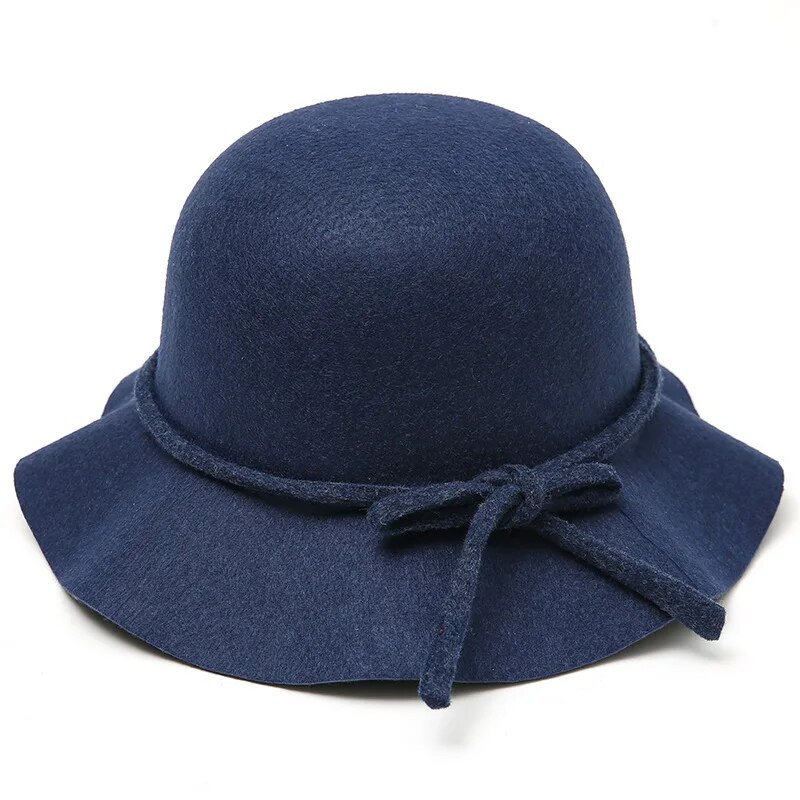 Téli női sapkák Vintage kerek felső fedora sapka Őszi és téli gyapjú mosdósapka Bowknot alkalmi sokoldalú somberos felső sapkák