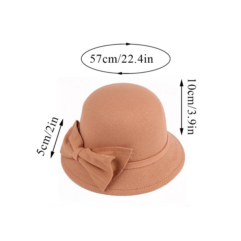 Sieviešu vilnas Fedora cepure Britu baseina cepure Rudens ziema Eleganta Kāzu Bow Top Cepure Retro vienkrāsains ausu sildītājs kausa vāciņi