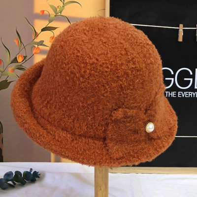 Ziemas kausa cepure sievietēm bieza silta ausu aizsargvāciņa franču vilnas cepure Lady Panama āra pārgājieniem trikotāžas zvejnieka cepure