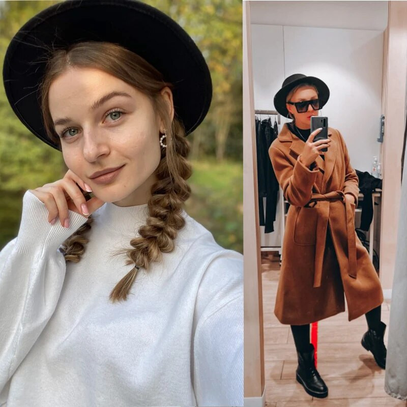 RICYGVM laia äärega naiste Fedora sügistalvine villane vildist müts ühevärviline tasapinnaline kapotiga elegantne Briti naiste džässi kirikumüts