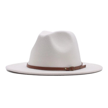 Винтидж шапки Fedora за жени и мъже Sunbonnet с колан с катарама Wide Brim Hat Gorras Unisex Classic Floppy Wool Caps шляпа