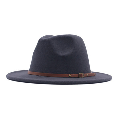 Винтидж шапки Fedora за жени и мъже Sunbonnet с колан с катарама Wide Brim Hat Gorras Unisex Classic Floppy Wool Caps шляпа