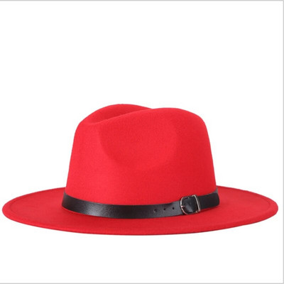 Josta vienkrāsains sieviešu sarkana filca cepure rudens ziemas modes vienkārša paisuma korejiešu versija Džeza cepure pieaugušajiem vāciņš