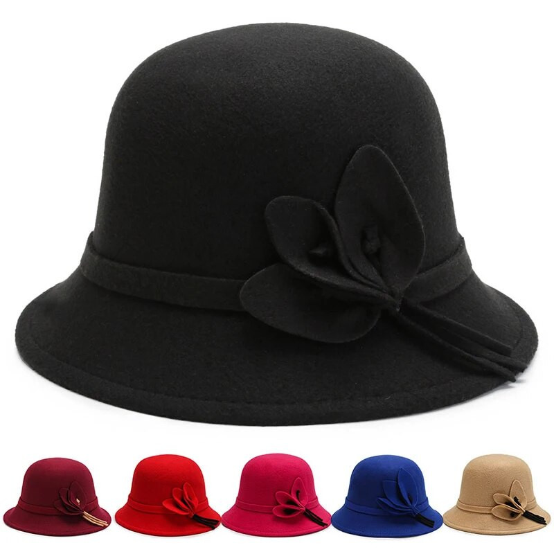 2022. gada rudens ziemas vilnas cepures Vintage džeza cepures Sieviešu kupolveida cepure retro eleganta Fedoras cepure gadījuma izlietnes cepures Bowler cepures versija