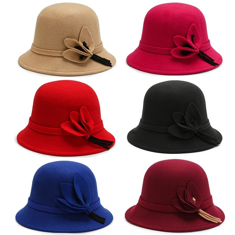 2022. gada rudens ziemas vilnas cepures Vintage džeza cepures Sieviešu kupolveida cepure retro eleganta Fedoras cepure gadījuma izlietnes cepures Bowler cepures versija