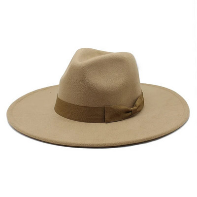 2022. gada jauna britu stila vīriešu sieviešu ziemas filca Fedoras cepure 9,5 cm, liela un plata mala Derbijas kāzu baznīcas džeza cepures