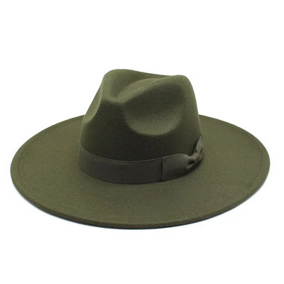 2022. gada jauna britu stila vīriešu sieviešu ziemas filca Fedoras cepure 9,5 cm, liela un plata mala Derbijas kāzu baznīcas džeza cepures