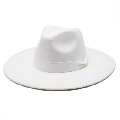 2022. gada jauna britu stila vīriešu sieviešu ziemas filca Fedoras cepure 9,5 cm, liela un plata mala Derbijas kāzu baznīcas džeza cepures