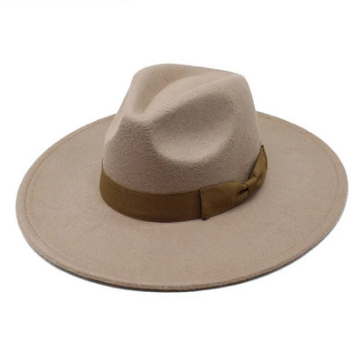 2022. gada jauna britu stila vīriešu sieviešu ziemas filca Fedoras cepure 9,5 cm, liela un plata mala Derbijas kāzu baznīcas džeza cepures