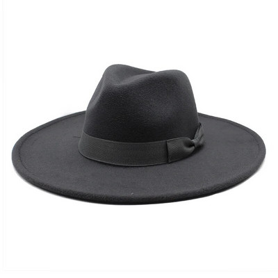 2022. gada jauna britu stila vīriešu sieviešu ziemas filca Fedoras cepure 9,5 cm, liela un plata mala Derbijas kāzu baznīcas džeza cepures