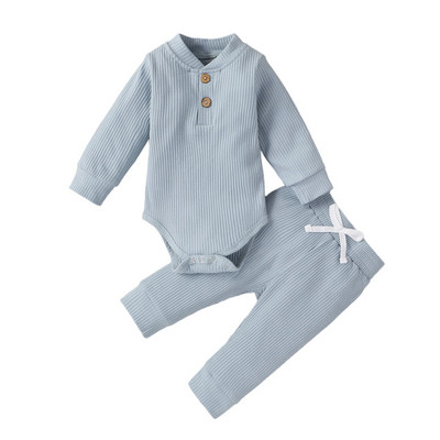 16 culori Seturi de tricot solid pentru bebeluși Nou-născut Bebeluși Fete Băieți Toamnă Iarnă Salopetă cu mânecă lungă + Pantaloni elastici Tinuta pentru copil mic 0-24M