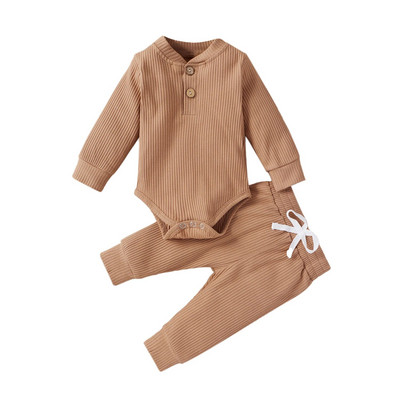 16 culori Seturi de tricot solid pentru bebeluși Nou-născut Bebeluși Fete Băieți Toamnă Iarnă Salopetă cu mânecă lungă + Pantaloni elastici Tinuta pentru copil mic 0-24M