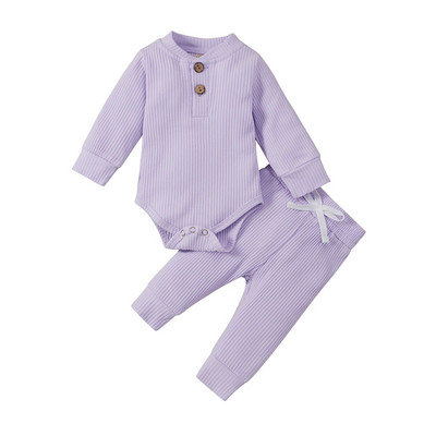 16 culori Seturi de tricot solid pentru bebeluși Nou-născut Bebeluși Fete Băieți Toamnă Iarnă Salopetă cu mânecă lungă + Pantaloni elastici Tinuta pentru copil mic 0-24M