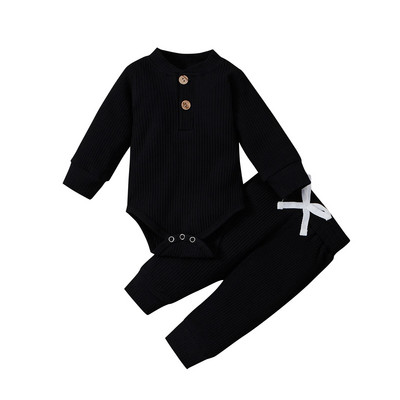16 culori Seturi de tricot solid pentru bebeluși Nou-născut Bebeluși Fete Băieți Toamnă Iarnă Salopetă cu mânecă lungă + Pantaloni elastici Tinuta pentru copil mic 0-24M