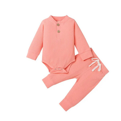 16 culori Seturi de tricot solid pentru bebeluși Nou-născut Bebeluși Fete Băieți Toamnă Iarnă Salopetă cu mânecă lungă + Pantaloni elastici Tinuta pentru copil mic 0-24M