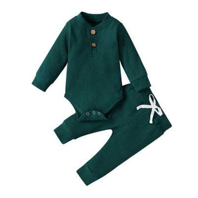 16 culori Seturi de tricot solid pentru bebeluși Nou-născut Bebeluși Fete Băieți Toamnă Iarnă Salopetă cu mânecă lungă + Pantaloni elastici Tinuta pentru copil mic 0-24M