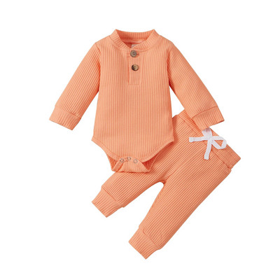 16 culori Seturi de tricot solid pentru bebeluși Nou-născut Bebeluși Fete Băieți Toamnă Iarnă Salopetă cu mânecă lungă + Pantaloni elastici Tinuta pentru copil mic 0-24M
