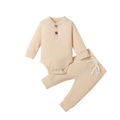 16 culori Seturi de tricot solid pentru bebeluși Nou-născut Bebeluși Fete Băieți Toamnă Iarnă Salopetă cu mânecă lungă + Pantaloni elastici Tinuta pentru copil mic 0-24M