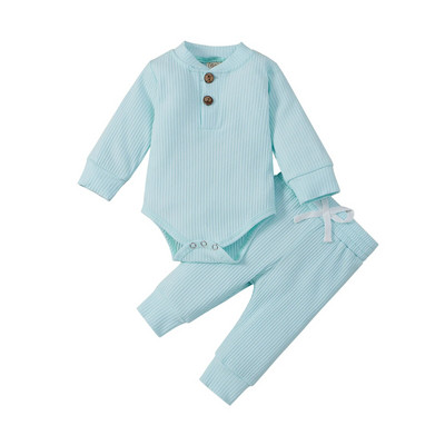 16 culori Seturi de tricot solid pentru bebeluși Nou-născut Bebeluși Fete Băieți Toamnă Iarnă Salopetă cu mânecă lungă + Pantaloni elastici Tinuta pentru copil mic 0-24M