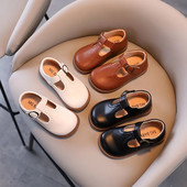 Bērni Mary Janes britu stila T-siksniņa trīs krāsu vintage 21-30 mazas meitenes ādas apavi All-mtach skolas bērnu dzīvokļi