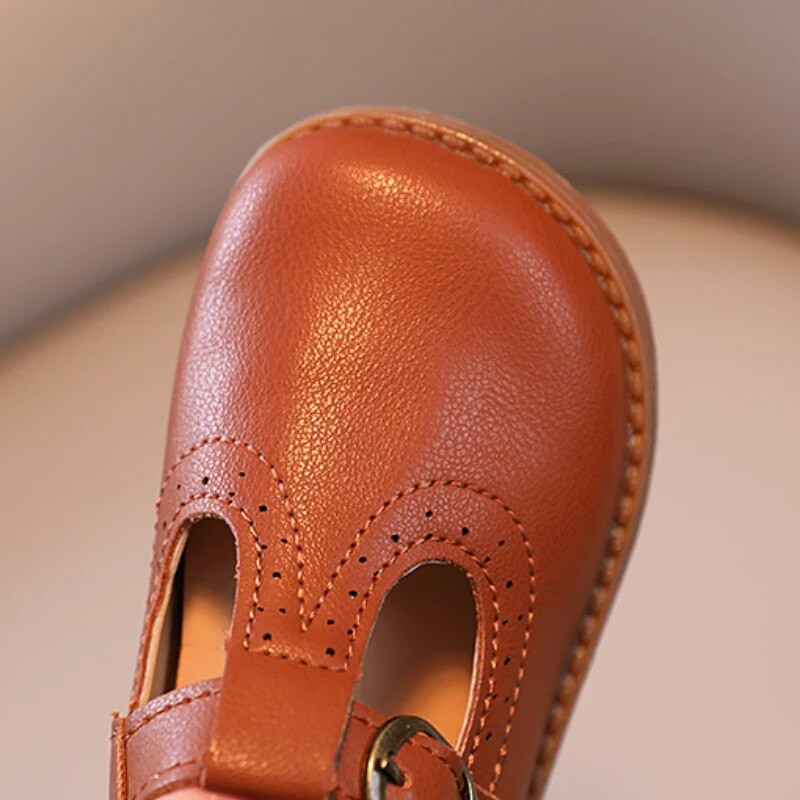 Bērni Mary Janes britu stila T-siksniņa trīs krāsu vintage 21-30 mazas meitenes ādas apavi All-mtach skolas bērnu dzīvokļi