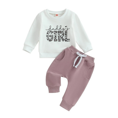 Ocazional Nou Bebeluși Băieți Ținute cu mânecă lungă Haine Moda scrisori Imprimare Hanorac Topuri Pantaloni elastici Costum pentru îmbrăcăminte de toamnă pentru bebeluși