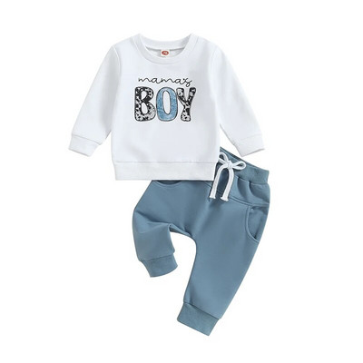 Ocazional Nou Bebeluși Băieți Ținute cu mânecă lungă Haine Moda scrisori Imprimare Hanorac Topuri Pantaloni elastici Costum pentru îmbrăcăminte de toamnă pentru bebeluși