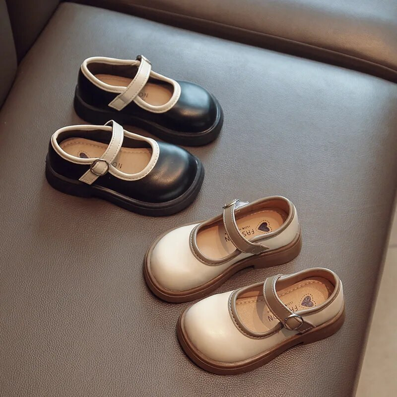 Meiteņu ādas apavi Princešu kurpes rudens melnas mīkstas zoles vienkurpes Bērnu mazas ādas kurpes Skolēnu performances kurpes