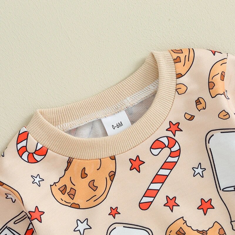 2023-09-04 Lioraitiin 0-3Y Toddler Kid Meitenes Ziemassvētku apģērbi Cepumi Cane ar garām piedurknēm Džemperis Elastīgs Bikses Komplekts Bērnu Apģērbs