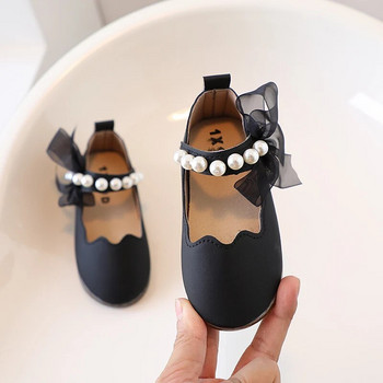 Обувки за момичета Перлени каишки Обувки Мери Джейн за момичета Булчински сватбени обувки Обувки за принцеса с лента с вълни Детски бебешки единични обувки за малко дете