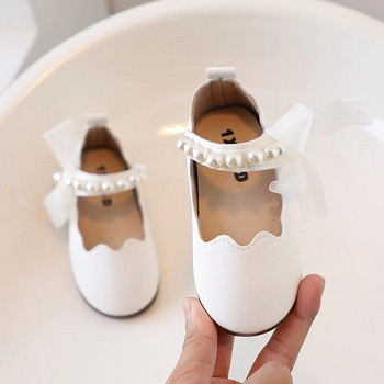 Обувки за момичета Перлени каишки Обувки Мери Джейн за момичета Булчински сватбени обувки Обувки за принцеса с лента с вълни Детски бебешки единични обувки за малко дете