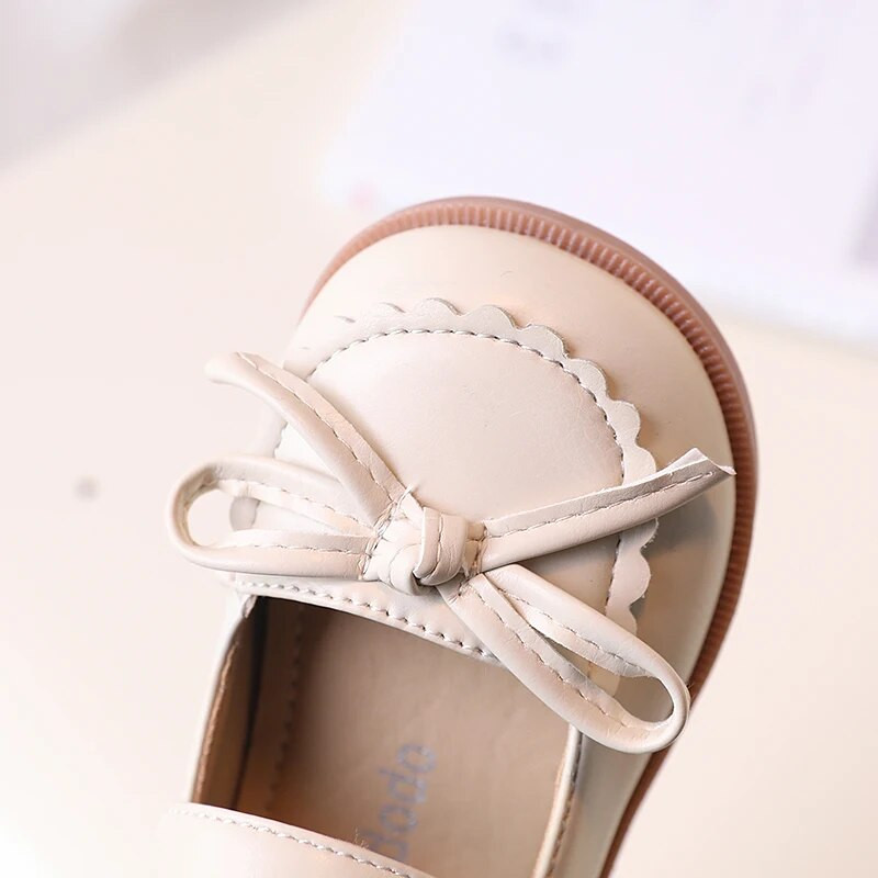 Toddler Kids Mary Janes Jauki pavasara tīras krāsas saldie bērnu ādas apavi, apaļi purngals Boeknot volāni 21-30 eleganti meiteņu apavi