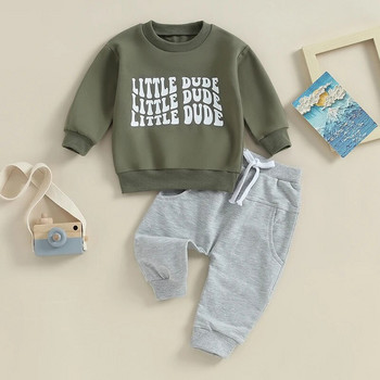 2023-09-09 Lioraitiin 0-3Y Baby Boy 2Pcs Φθινοπωρινά ρούχα με μακρυμάνικο γράμμα με στάμπα πουλόβερ + παντελόνι τσέπης Σετ παιδικά ρούχα