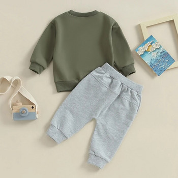 2023-09-09 Lioraitiin 0-3Y Baby Boy 2Pcs Φθινοπωρινά ρούχα με μακρυμάνικο γράμμα με στάμπα πουλόβερ + παντελόνι τσέπης Σετ παιδικά ρούχα