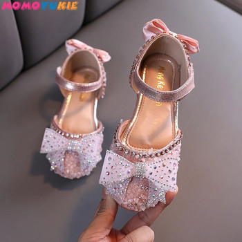 2022 Νέα παπούτσια για κορίτσια Παιδικά παπούτσια Performance πούλιες Πριγκίπισσα με στρας με ίσια παπούτσια με κόμπους πεταλούδας Φοιτητικά σανδάλια χορού