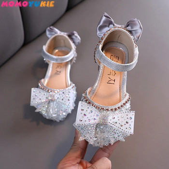 2022 Νέα παπούτσια για κορίτσια Παιδικά παπούτσια Performance πούλιες Πριγκίπισσα με στρας με ίσια παπούτσια με κόμπους πεταλούδας Φοιτητικά σανδάλια χορού