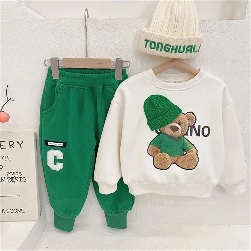 Baby Girls zēnu apģērbi pavasara rudens modes bērnu kostīms bērnu vienkrāsains apdrukas tops + sporta bikses bērnu divdaļīgs uzvalks 1-5Y