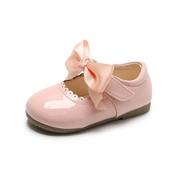 Обувки за момичета за малки деца Детски равни обувки от PU лачена кожа Детски обувки за рокля Мека сладка принцеса Сладка с папийонка с възел на пеперуда Ново