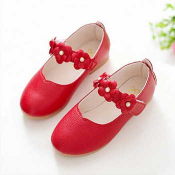 Кожени обувки за момичета Принцеса Студентски бели единични обувки Цветни флорални танцови обувки Перлен дизайн Детски обувки за представление