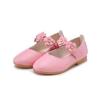 Кожени обувки за момичета Принцеса Студентски бели единични обувки Цветни флорални танцови обувки Перлен дизайн Детски обувки за представление