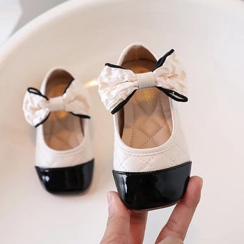 Обувки на принцеса за малки момичета, панделка, шик, деца Mary Janes, черни, бежови, с квадратни пръсти, елегантни есенни детски обувки 21-30