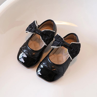 Pantofi de prințesă pentru fetițe cu panglică șic șic pentru copii Mary Janes negru bej vârf pătrat Elegant 21-30 toamna copii pantofi plate
