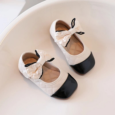 Pantofi de prințesă pentru fetițe cu panglică șic șic pentru copii Mary Janes negru bej vârf pătrat Elegant 21-30 toamna copii pantofi plate
